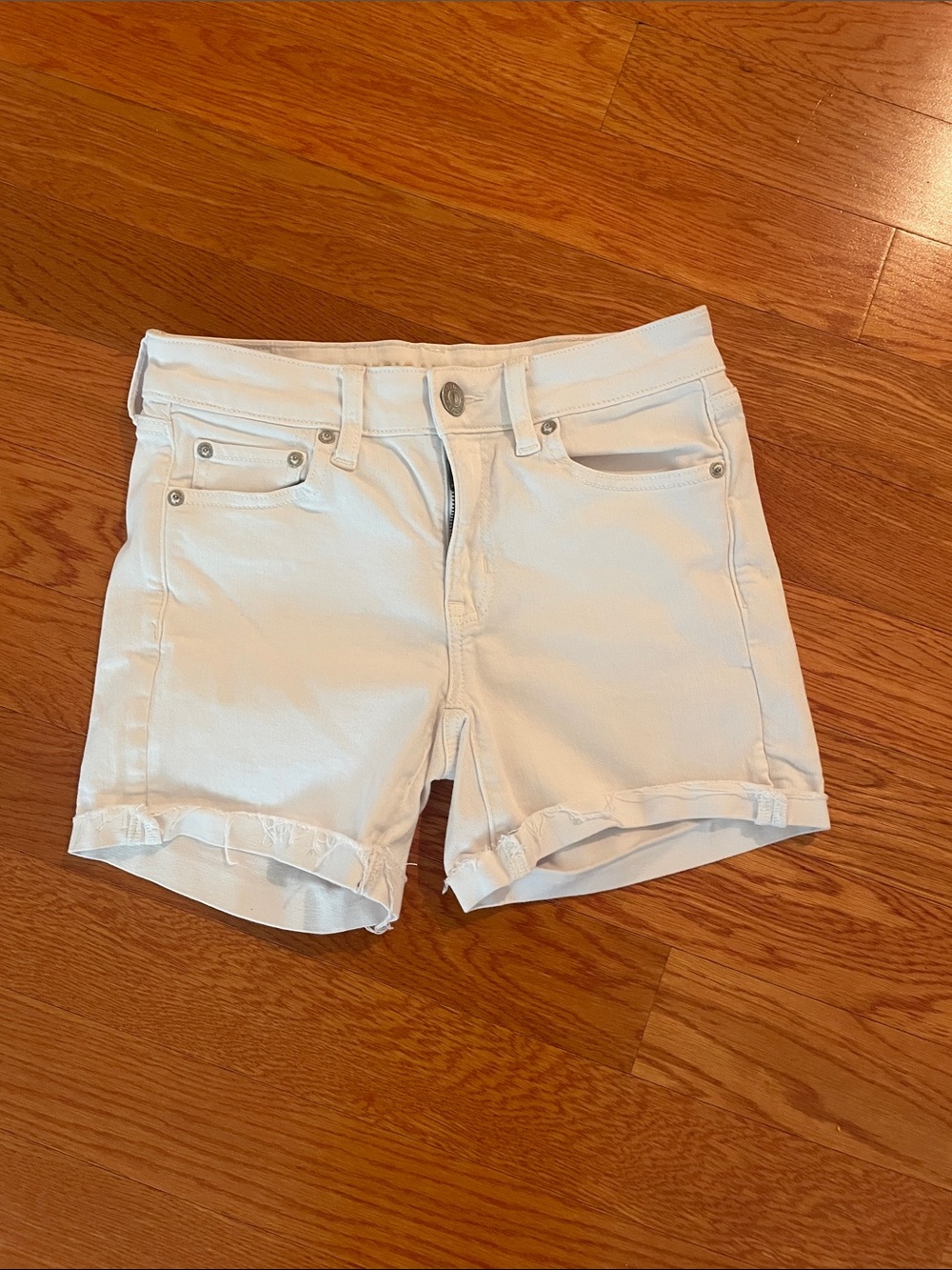 American Eagle Outfitters White Denim Cuffed Shorts